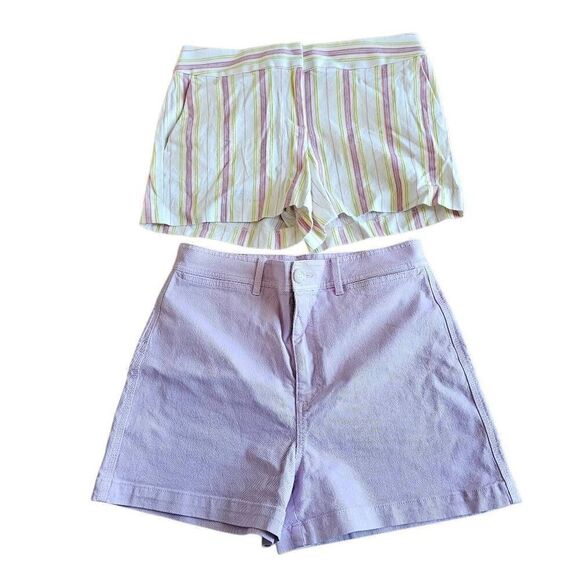 LOFT womens Sz 6 baby purple and multicolor striped 2 shorts bundle - Picture 1 of 6